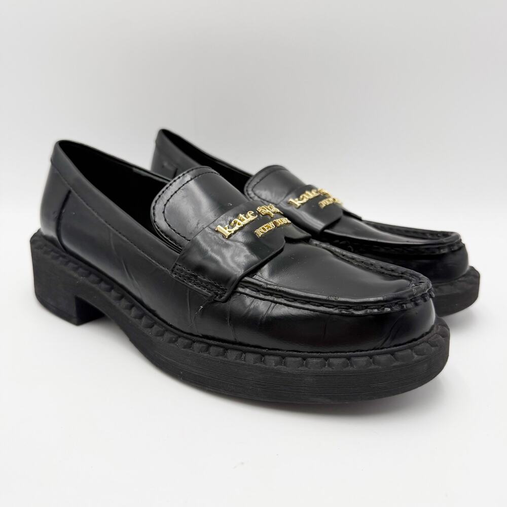 Kate Spade New York Womens Blake Platform Loafers US 6 B Black Leather FUC